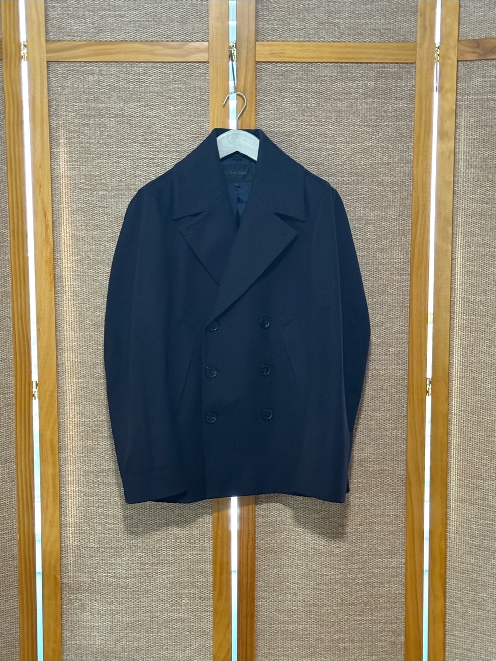 Calvin Klein Collection Navy Double-Breasted Peacoat